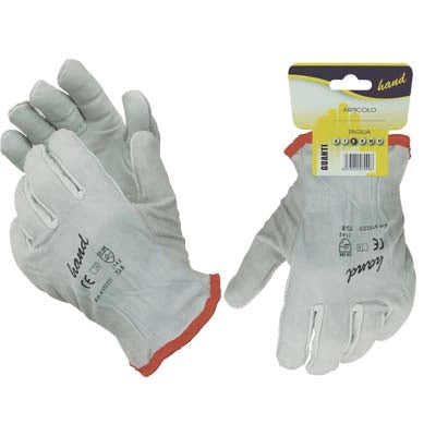 GUANTO FIORE BOVINO HAND - BIANCO DORSO CROSTA  8- 10 paia