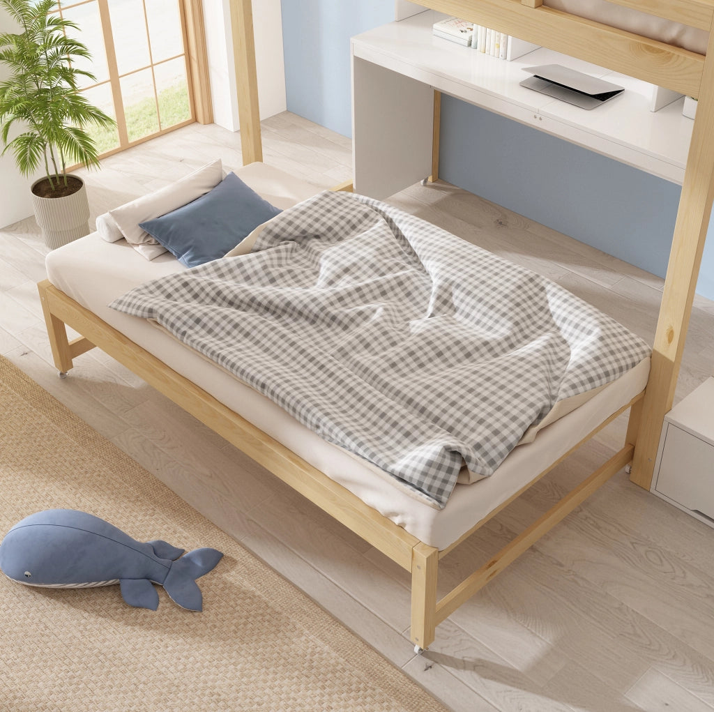 LETTO a Castello 90x200 e 90x190 cm Legno Bianco e Rovere