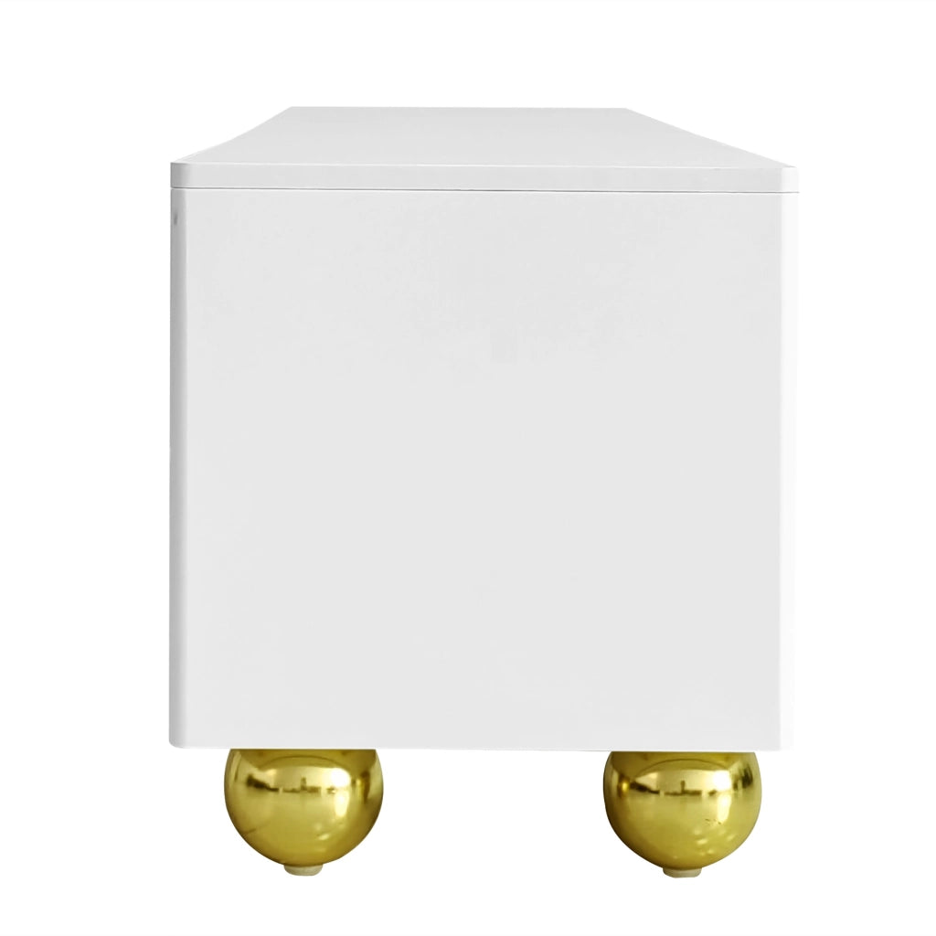 Mobile porta TV con 4 ante push-to-open e cerniere ammortizzate in truciolato bianco e oro 170 × 38 × 44 cm