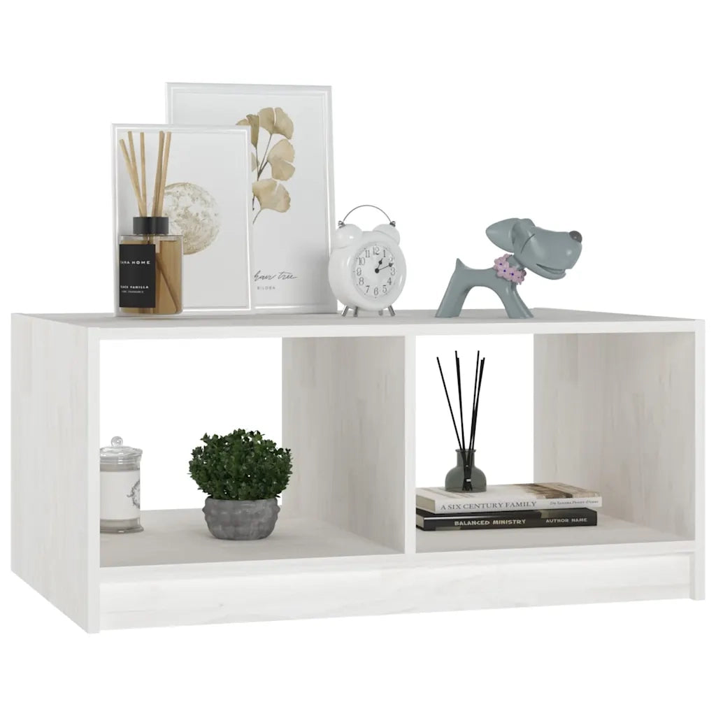 Tavolino da Salotto Bianco 75x50x33,5 cm Legno Massello di Pino 809907