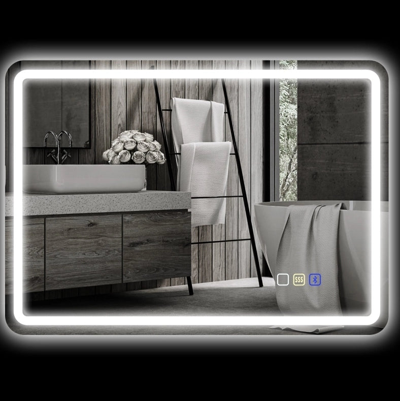 Specchio da bagno LED Bluetooth con funzione antiappannamento