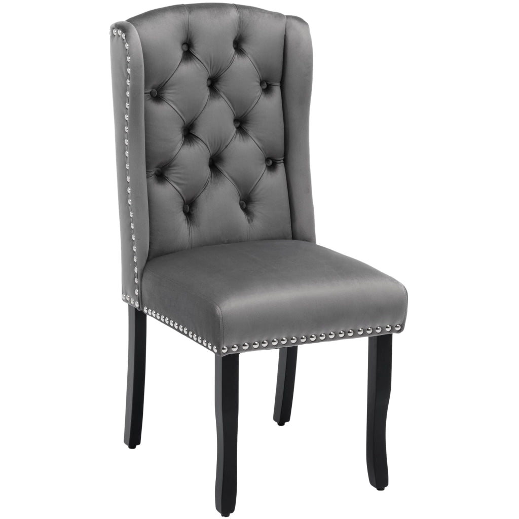 Sedie da Pranzo Set 4 Pezzi in Velluto con Gambe in Legno e Schienale Imbottito ¨C Xylo ¨C Grigio