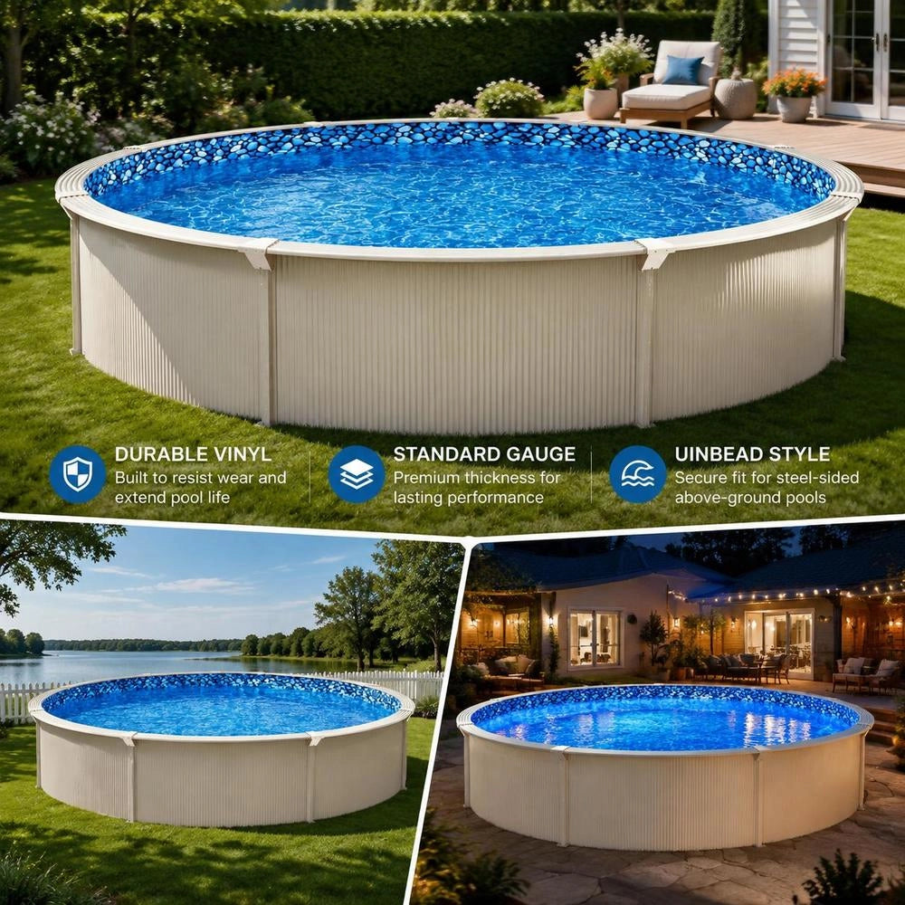 Round Pool Liner, Φ1006x120 Cm, Inner Liner, Replacement Liner, Pool Liner, Unibead Style Vinyl Liner With Standard Thickness, Wear-resistant, For Above-ground Pools With A 132 Cm Wall Height