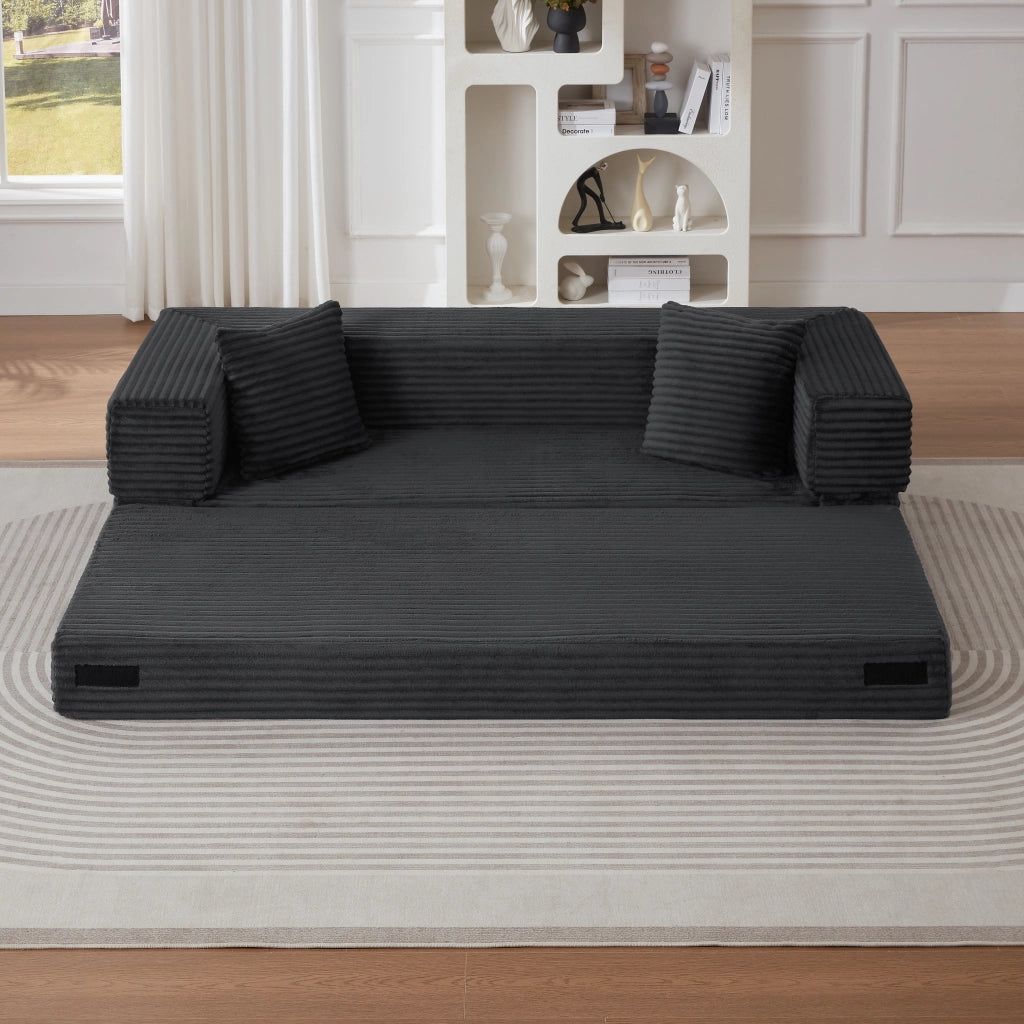 Divano letto trasformabile in schiuma ad alta densità; design quadrato classico; grigio scuro