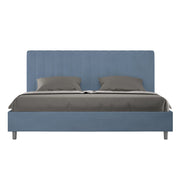 BS COM Letto matrimoniale king size con rete imbottito 190x190 microfibra blu