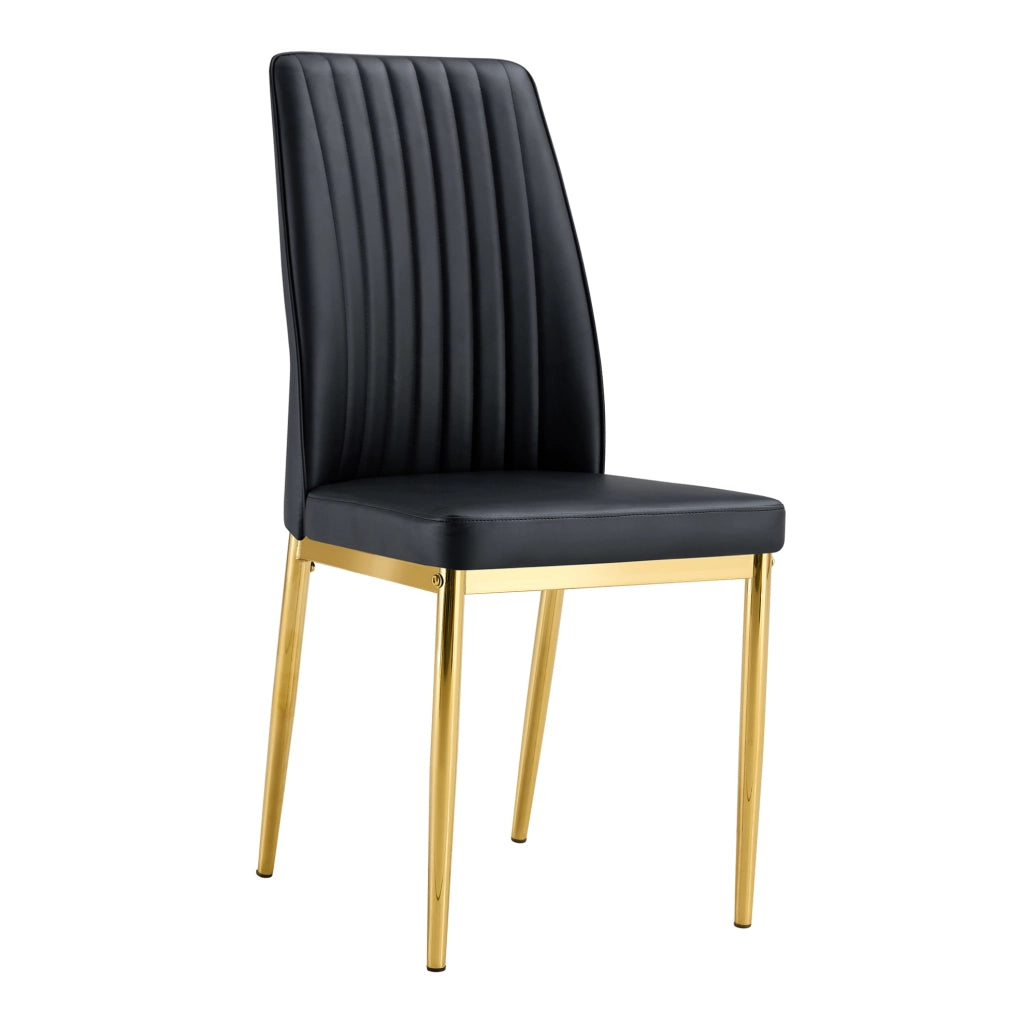 Set di 4 sedie da sala da pranzo 43 x 42,5 x 92,5 cm in similpelle nera e oro
