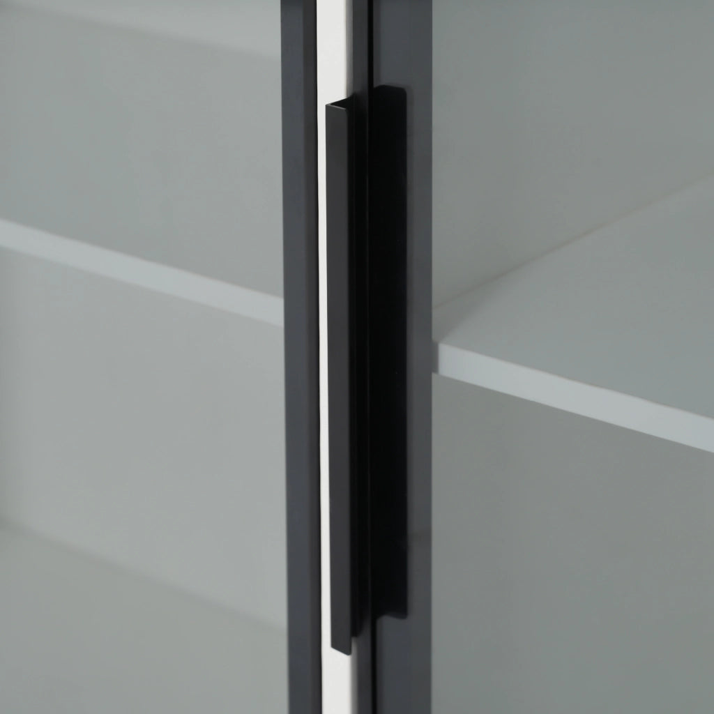 Vetrina con ripiani e strisce LED - per soggiorno - in truciolato - 120×30×73 cm - bianco