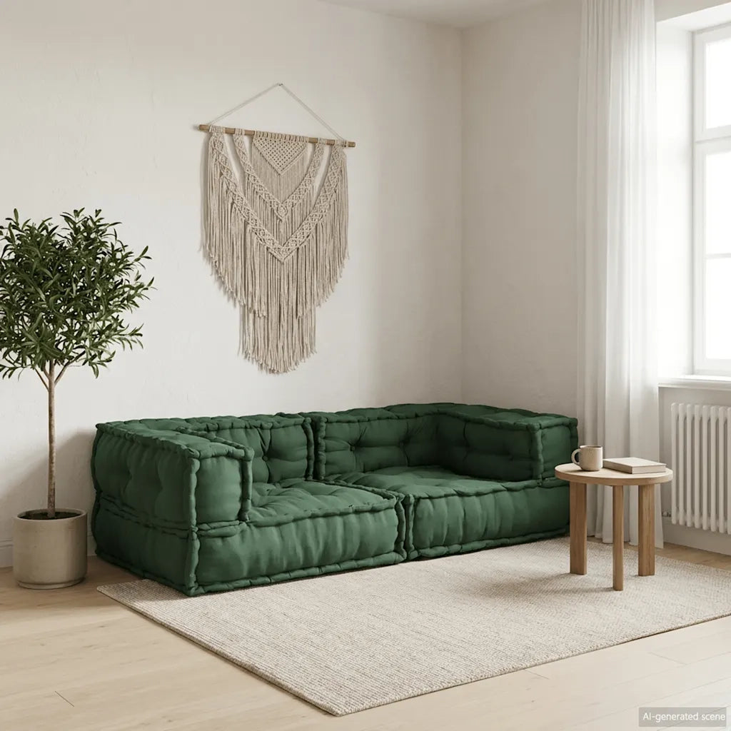 Divano Modulare a 2 Posti Verde 140x70x36 in Tessuto 4019036