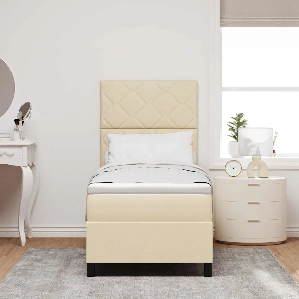 Letto a molle con materasso con led Crema 80 x 200 cm Tessuto