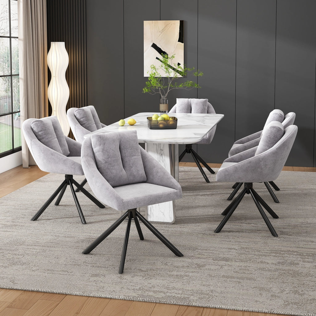 Set di 2 sedie da pranzo girevoli a 360° in velluto grigio con struttura in metallo