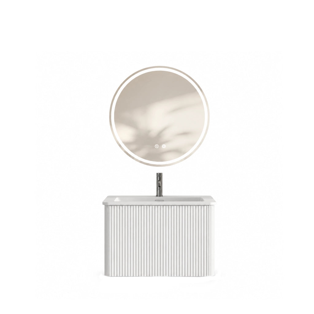 Mobile da bagno con lavabo integrato e specchio LED - per bagno - bianco