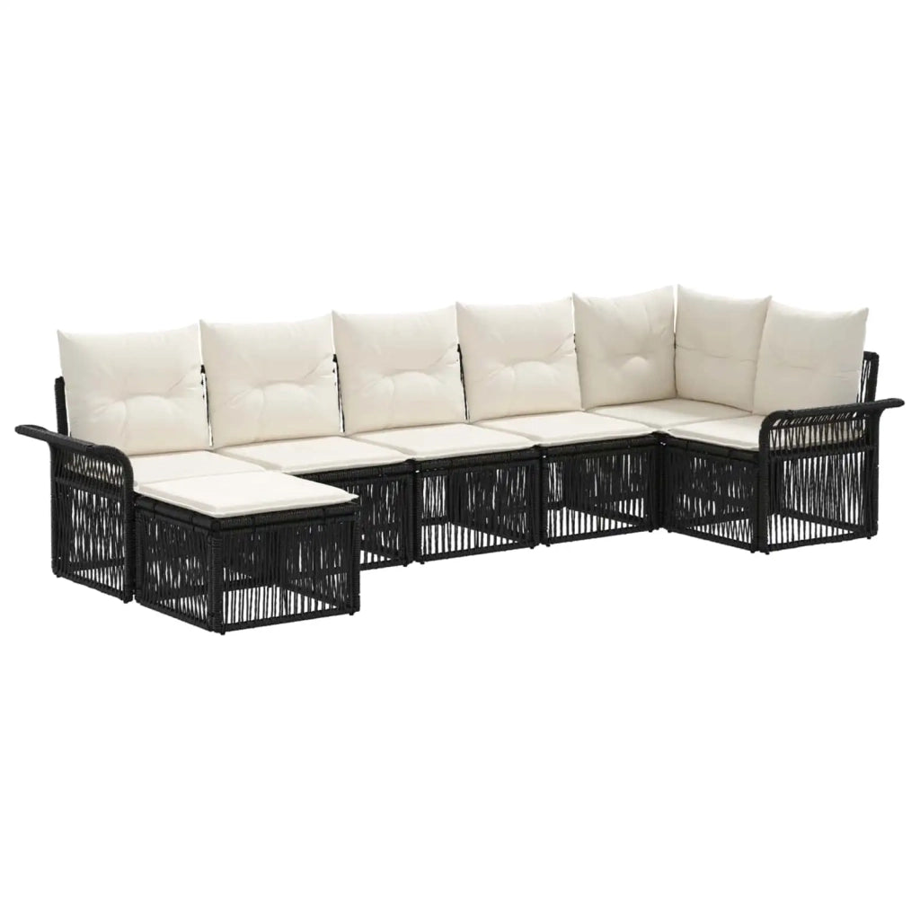 Set Divano da Giardino 7 pz Nero polyrattan 3434902