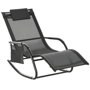 Poltrona a Dondolo Esterna con Braccioli e Tasca Laterale ¨C Minimal ¨C Nero 150x62x88 cm
