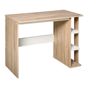 Scrivania per Computer con 3 Ripiani ¨C Minimal ¨C Legno Rovere Chiaro Bianco 100x44x74 cm