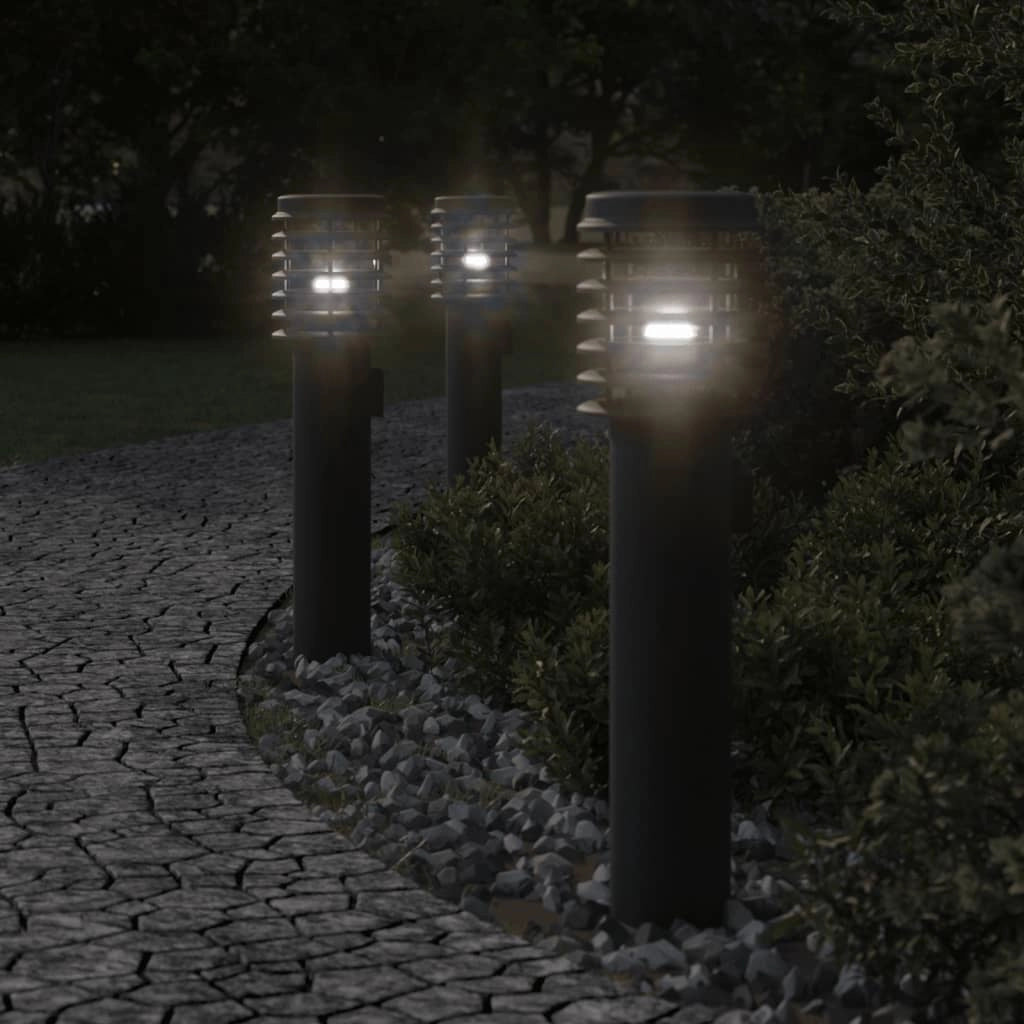 Lampada da terra per esterni con portalampada da 60 cm acciaio inox nero 02_0042530