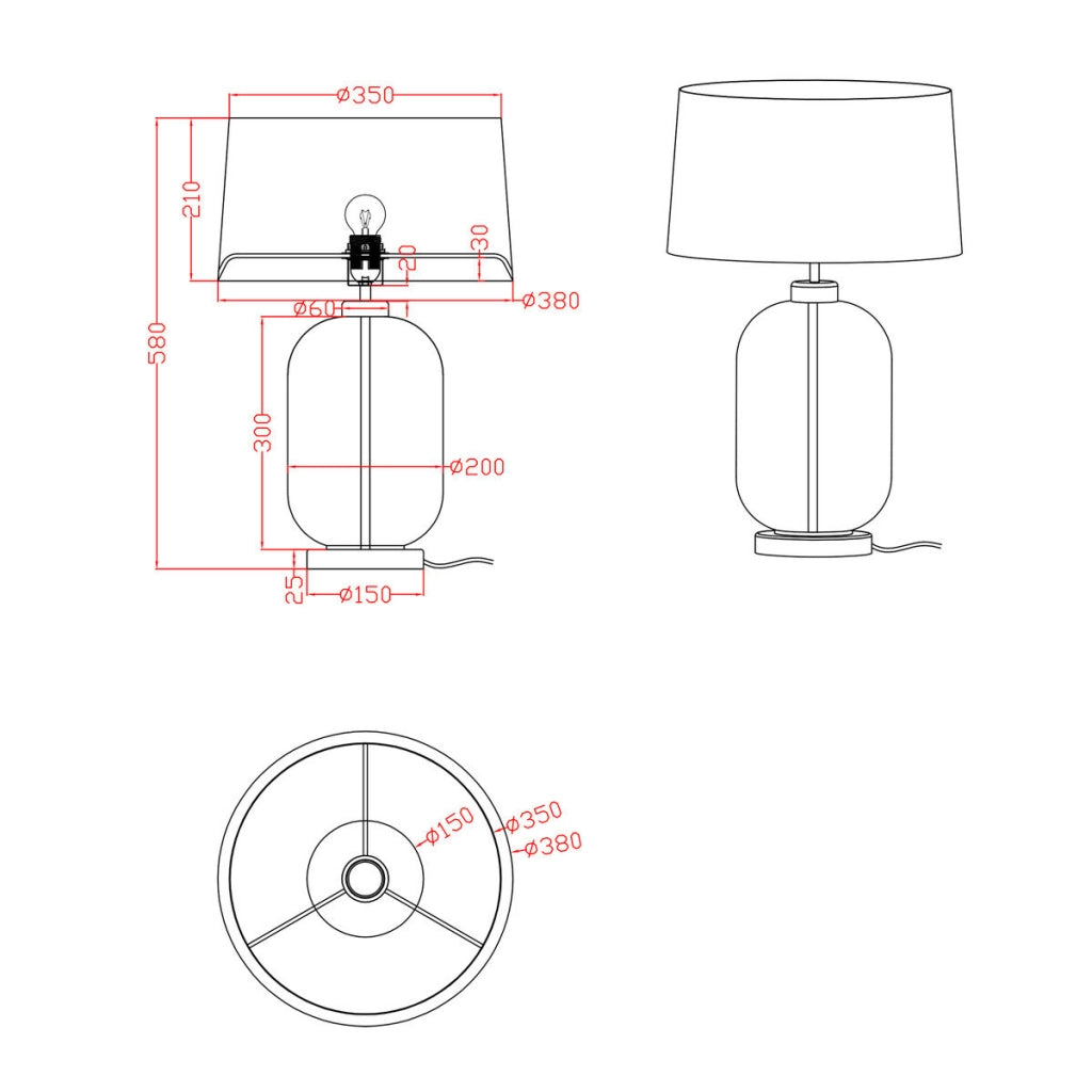 Lampada da tavolo Amur blu E27 58 cm Light Prestige