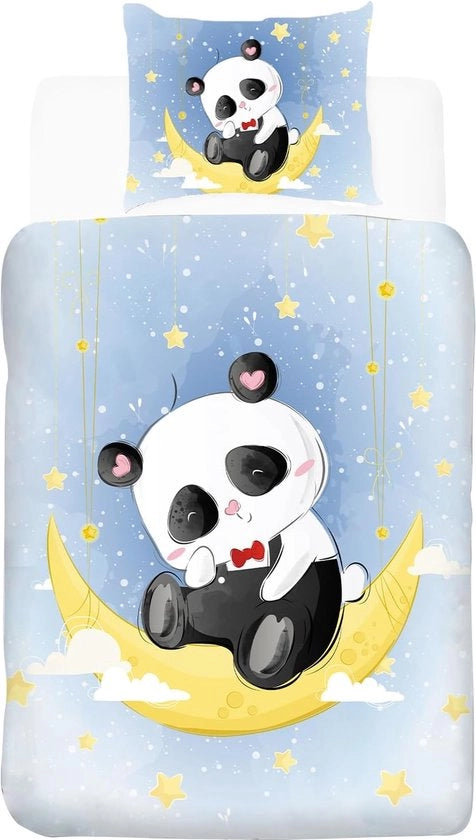 Set di Cuscini e Coperte da Letto per Bambine con Disegno Panda e Luna