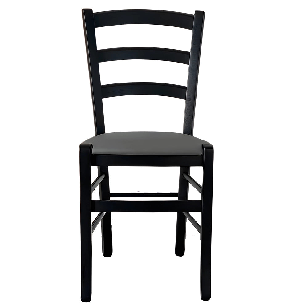 Sedia da sala da pranzo legno venezia nero sedile imbottito grigio antracite x 6