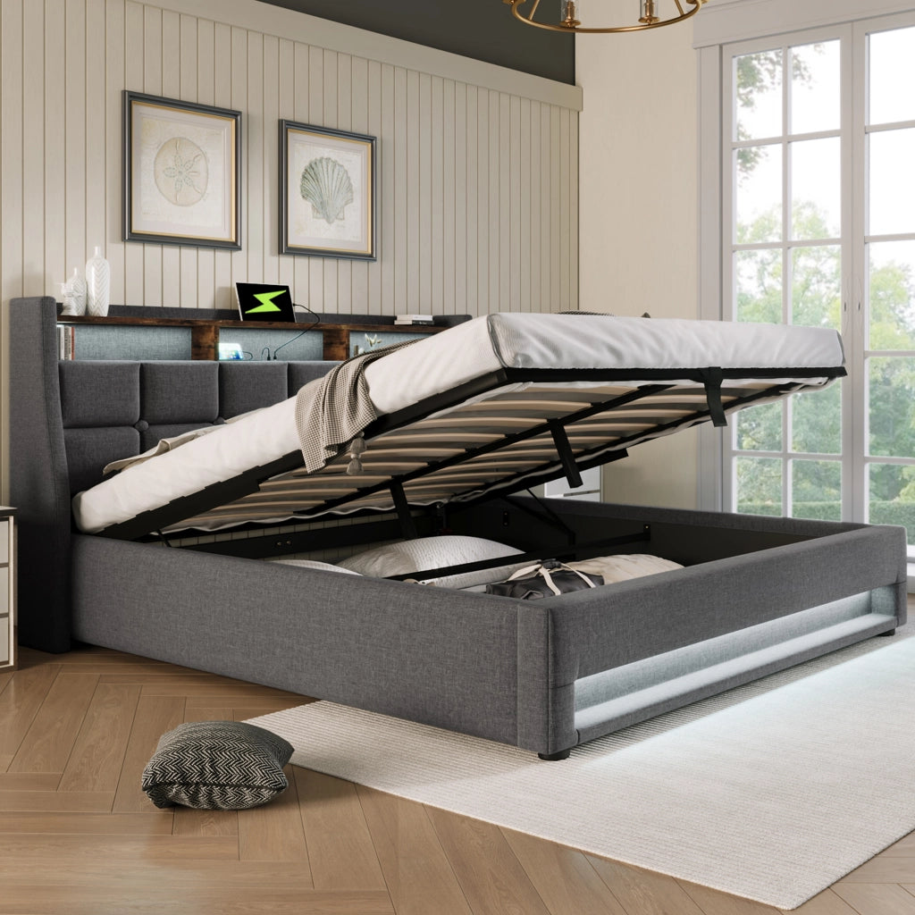 letto imbottito lino grigio 140x200 cm