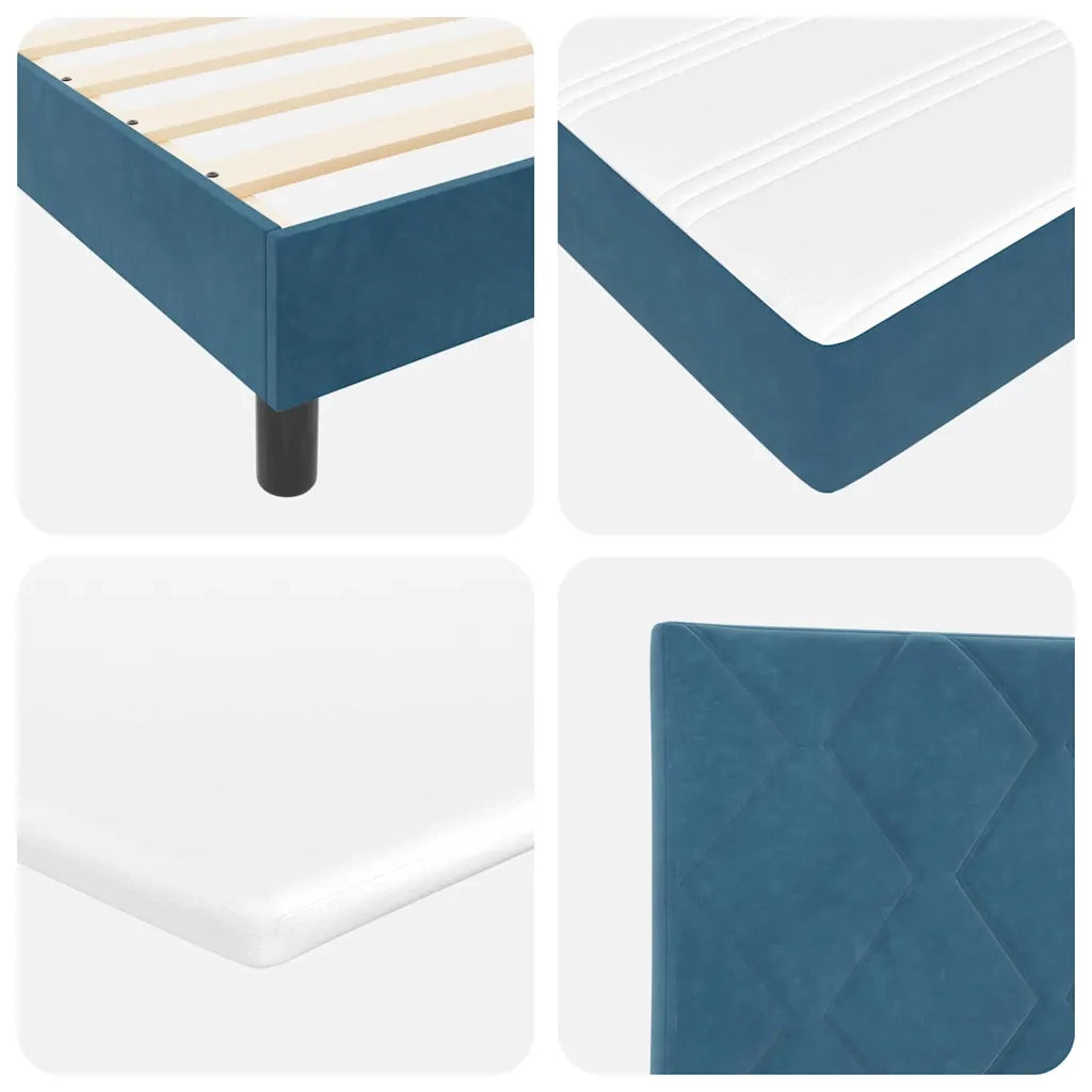 Letto a molle con materasso Blu Scuro 120 x 190 cm Velluto 3339228