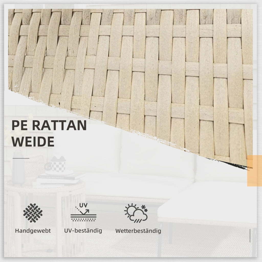 SET MOBILI DA GIARDINO 3 PEZZI Rattan Crema