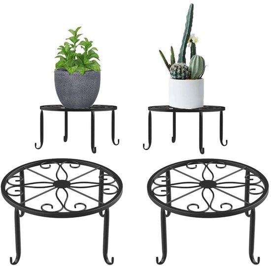 Supporto per piante in stile retro - 2 pezzi - nero - acciaio