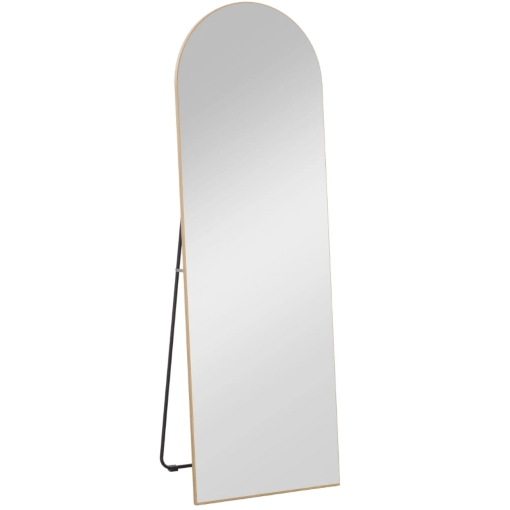 Specchio a figura intera ULEVR 50x150 cm ad arco, da terra o parete, vetro e MDF, oro
