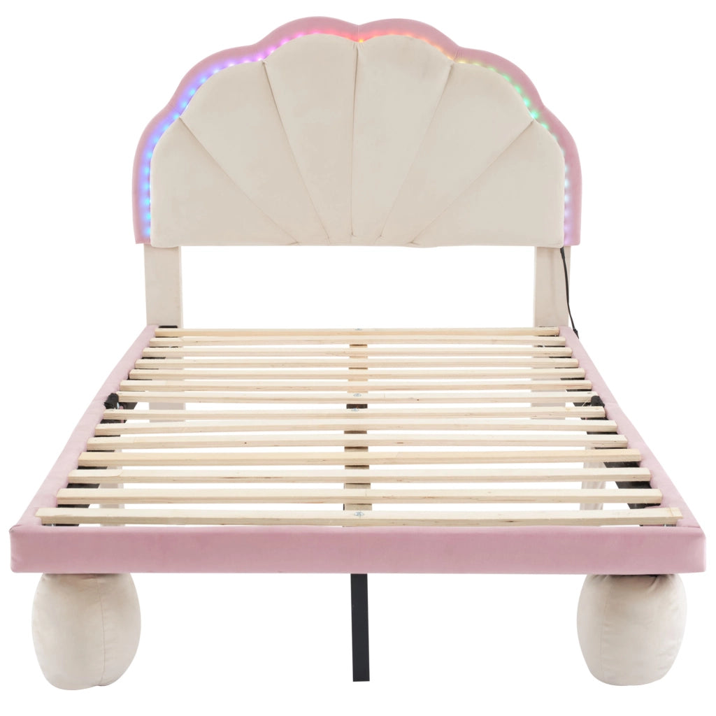 letto imbottito velluto beige rosa 90x200 cm