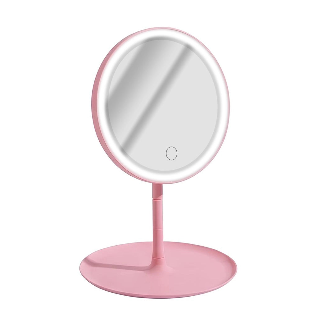 Specchio da trucco rotondo a LED con base e controllo frontale Rosa Avizar