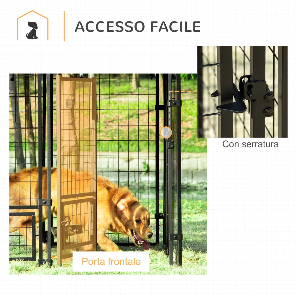 Recinto per Cani da Esterno ¨C Minimal ¨C Nero e Rosso, Acciaio
