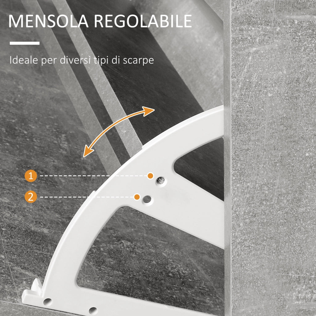 Mobile da Ingresso Appendiabiti con Scarpiera e Specchio ¨C Minimal ¨C Grigio Cemento