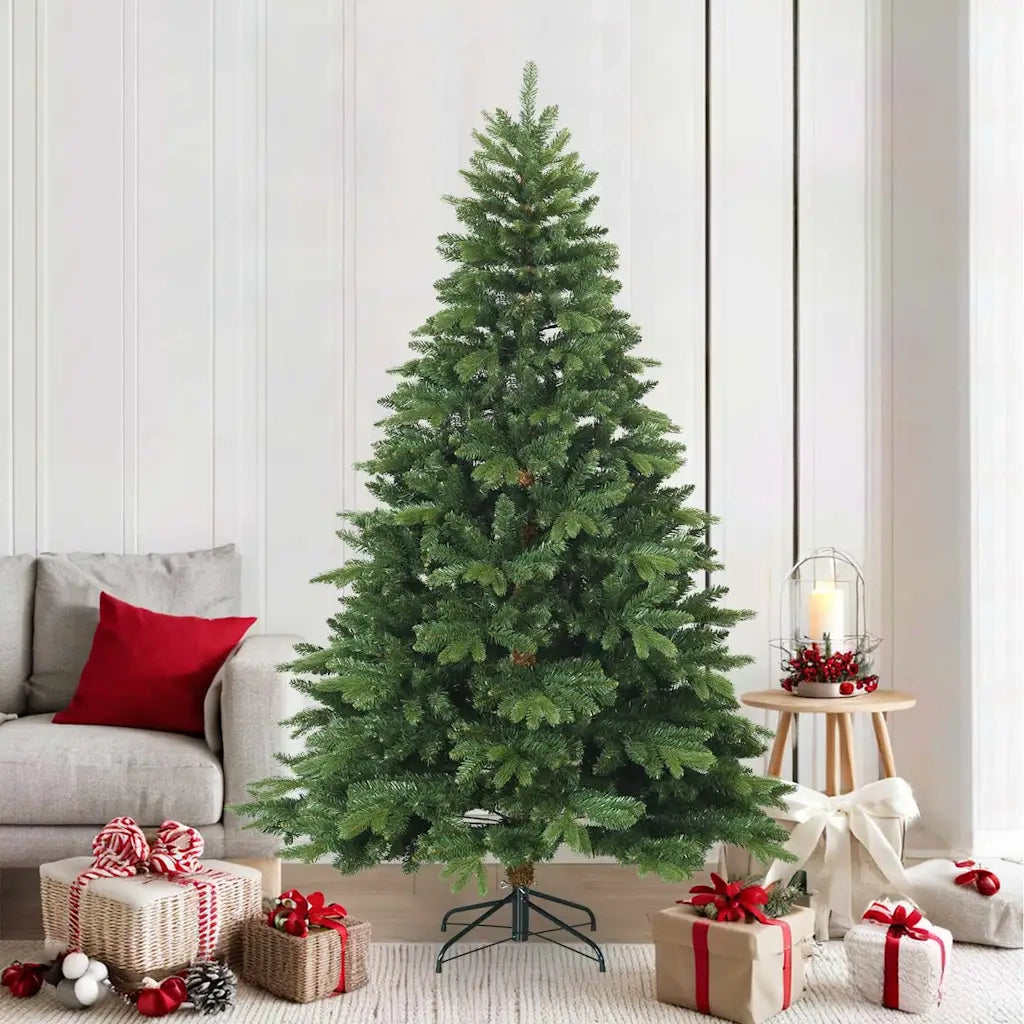 Albero di Natale Artificiale con Rami Pieghevoli Verde 210 cm