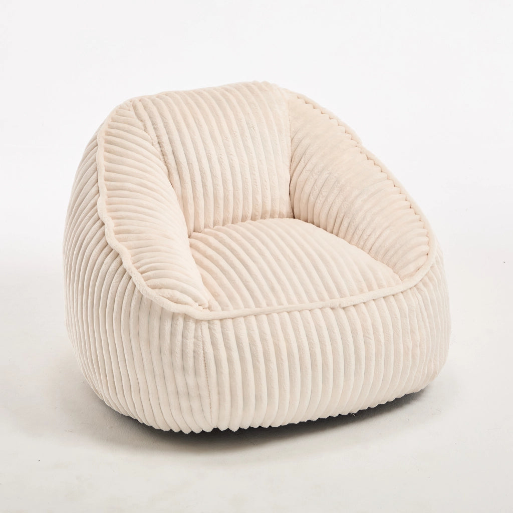 Poltrona sacco 46.0x43.0x29.0 cm imbottita in schiuma morbida in velluto a coste beige
