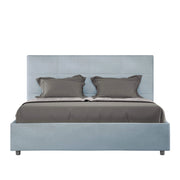 Letto una piazza e mezza senza rete imbottito 130x210 microfibra azzurro Mika