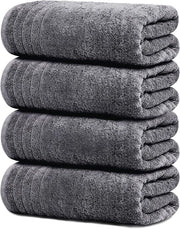Set di 4 asciugamani da bagno extra grandi 76 x 152 cm, 100% cotone, più grandi e leggeri, asciugano più velocemente, super soffici e assorbenti, perfetti per la stanza da bagno, grigio scuro