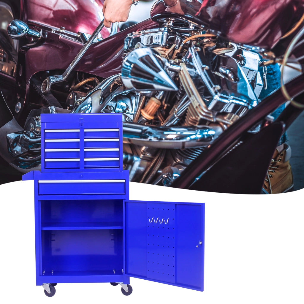 ARMADIO PORTAATTREZZI 56,5x32,5x68 cm in acciaio blu con 5 cassetti
