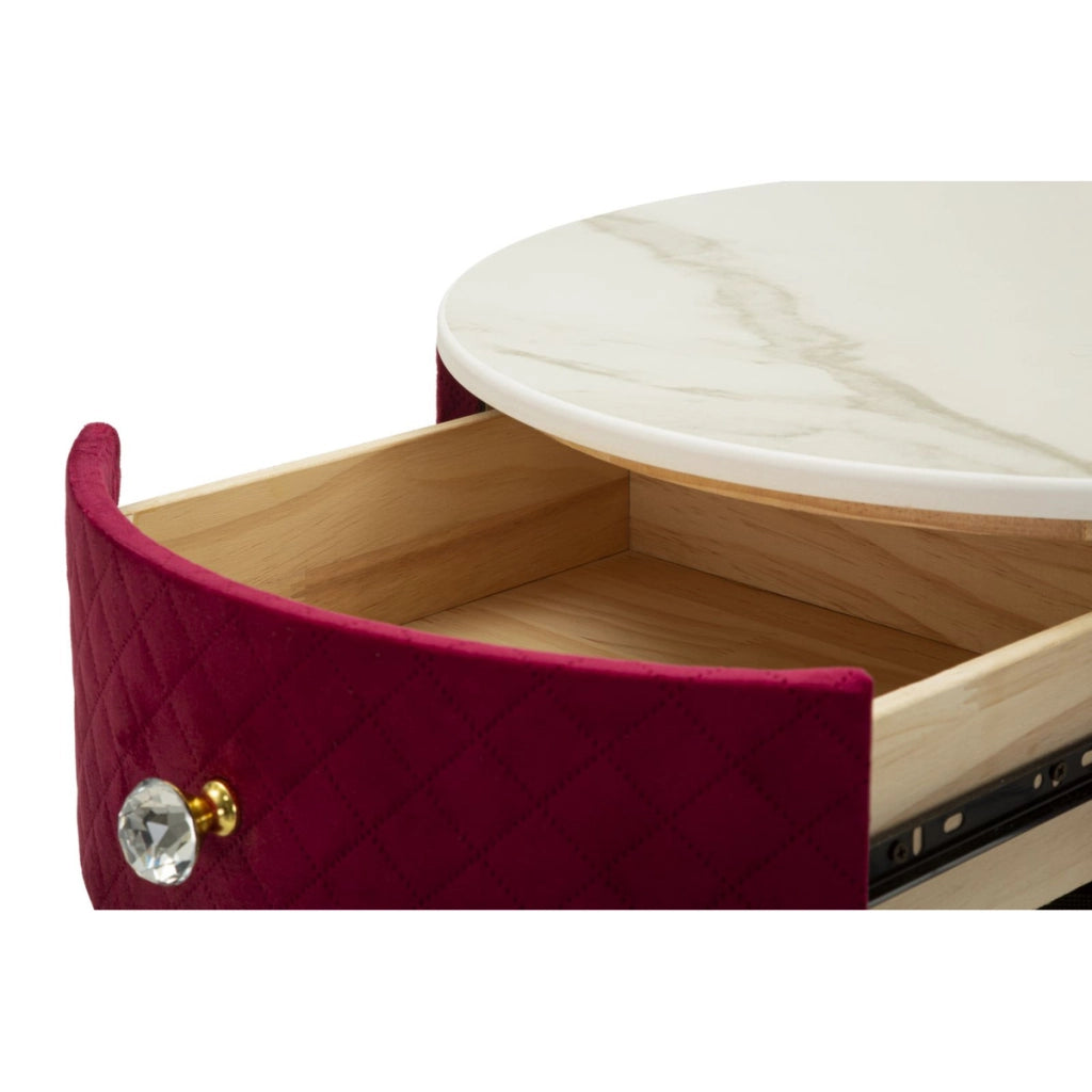 Comodino VKH756, Rosso, Legno, 52x52x70 cm