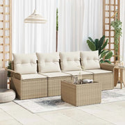 Set Divano da Giardino 5 pcs Beige e Crema polyrattan