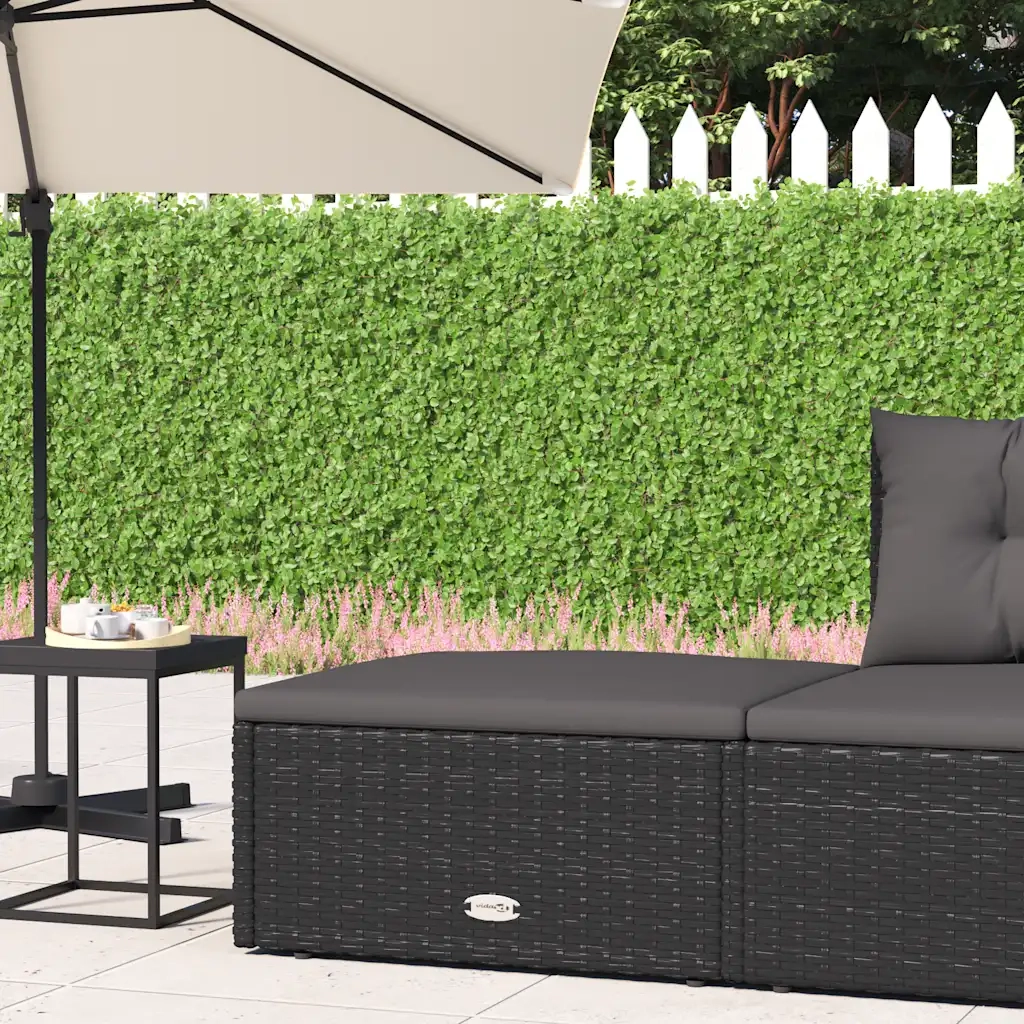Sedia da giardino-Poggiapiedi da Giardino con Cuscino in Polyrattan Nero
