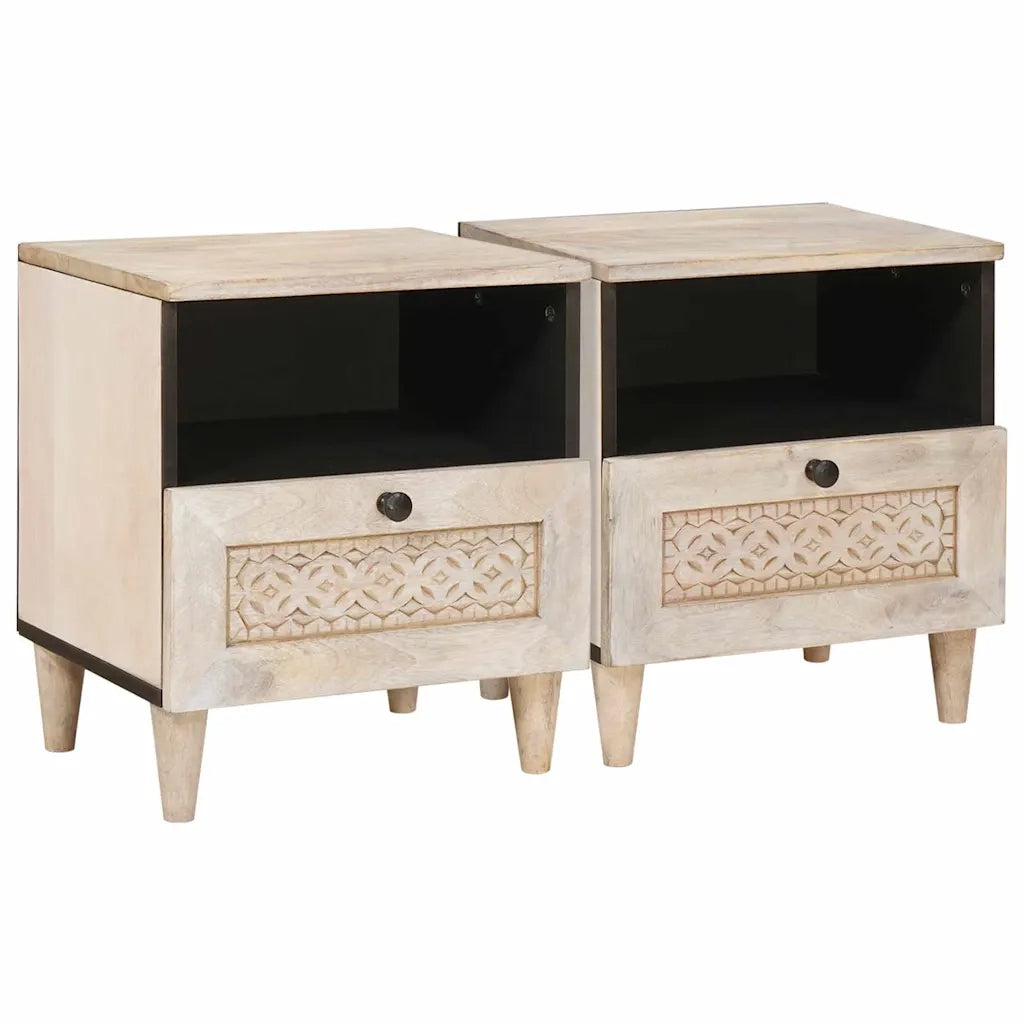 Set di 2 Comodini | Armadio da Notte | Mobiletto da notte Bianco 40 x 33 x 46 cm