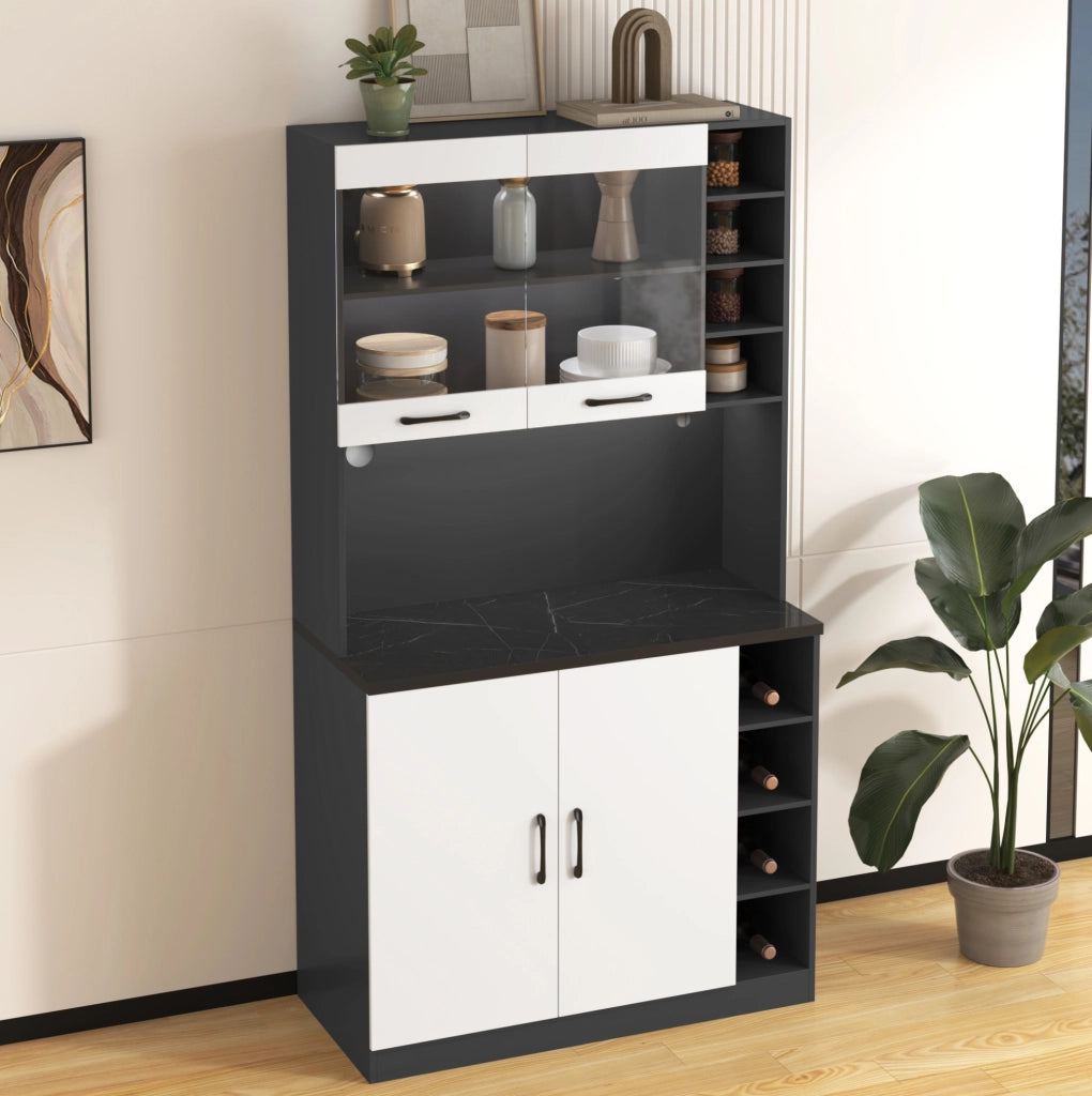 Mobile da cucina con LED, vani regolabili e ripiano per microonde