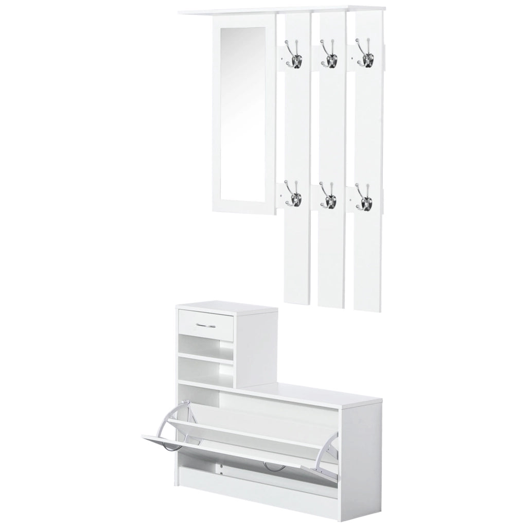 Mobile d'ingresso con appendiabiti, specchio e scarpiera ¨C Minimal ¨C bianco