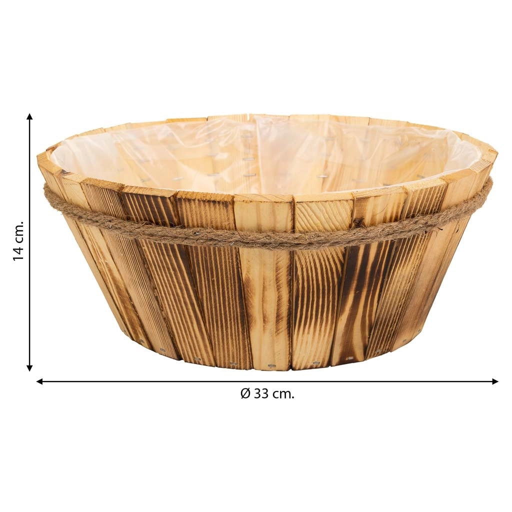 Cesto in legno e corda marrone d33x14h