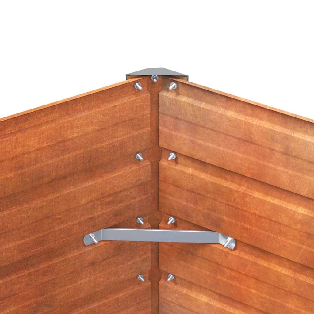 Fioriera rialzata per piante fiori terrazza giardino finitura ruggine 100 x 100 x 45 cm acciaio corten marrone 02_0039856