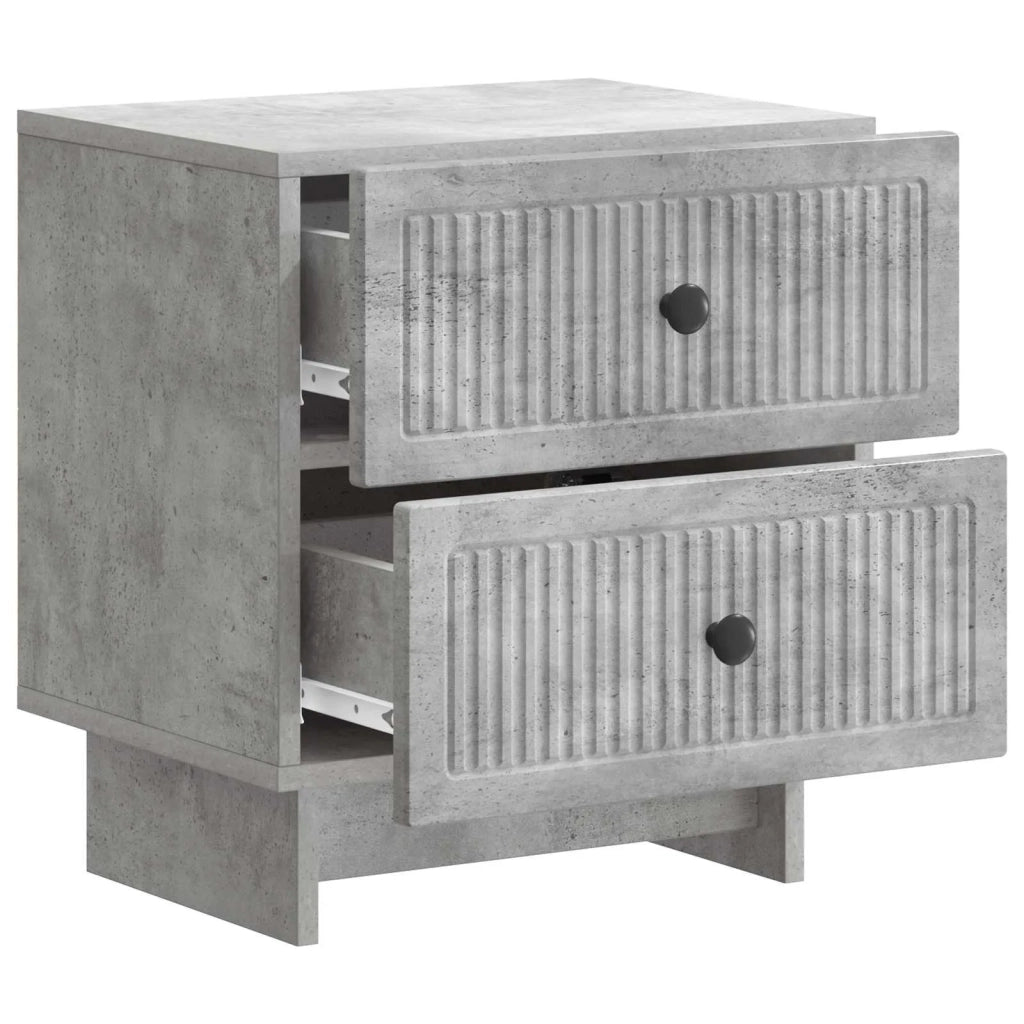 Set di 2 Comodini | Armadio da Notte | Mobiletto da notte Grigio Cemento 43 x 34,5 x 47,5 cm