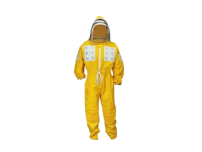 275-GL Tuta gialla spaziale 100% cotone con cappuccio a velo e 8 tasche - L