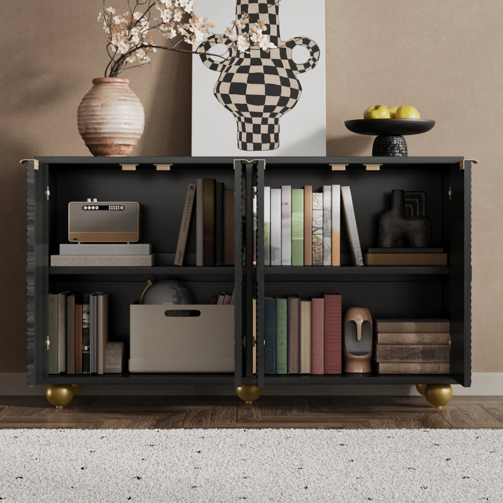 Credenza con ripiani regolabili in MDF nero