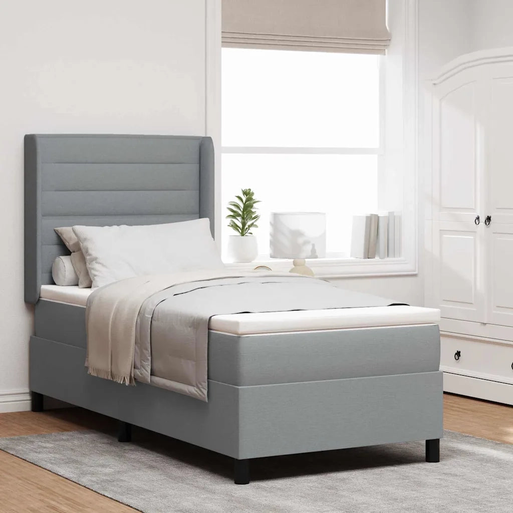 Letto a Sorgente LED Grigio chiaro 90 x 200 cm Tessuto