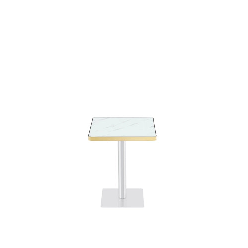 Tavolo da pranzo quadrato 60x60 cm piano effetto marmo bianco, metallo, per piccoli spazi