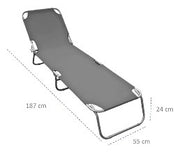 X4 PZ LETTINO TORTORA IN ACCIAIO E POLIESTERE PIEGHEVOLE 187x55x24cm